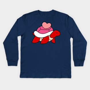 Pink Heart Turtle Kids Long Sleeve T-Shirt